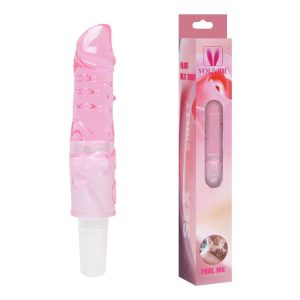 Pênis realístico em Jelly macio na cor rosa com vibrador