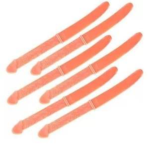 Jogo com 6 facas com o cabo no formato de pênis - Sexshop