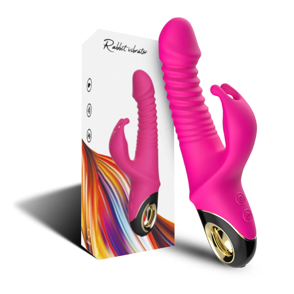 Vibrador Rabbit Vai e Vem Recarregável com Estimulador duplo