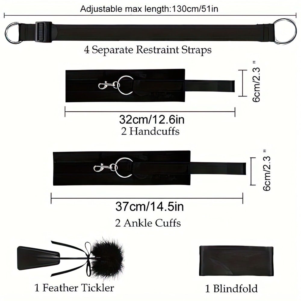 Kit de Bondage e Restrição de Cama com 8 Peças - Sex shop - Imagem 5