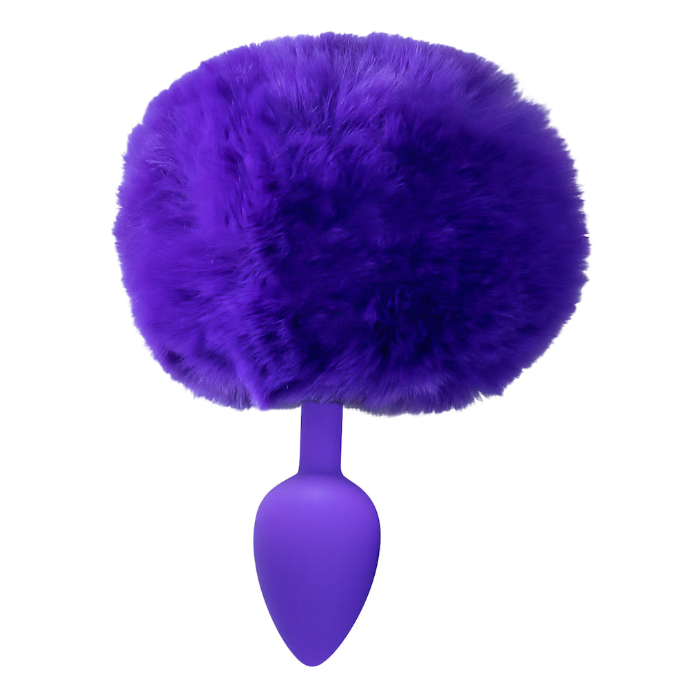 Plug Anal Cônico Silicone Roxo com Rabo Coelho - Tamanho P - Imagem 3