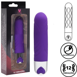 Vibrador Capsula Recarregável Com 12 Velocidades 13x2,5CM