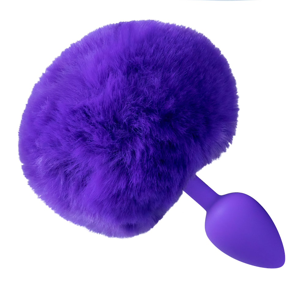 Plug Anal Cônico Silicone Roxo com Rabo Coelho - Tamanho P - Imagem 4