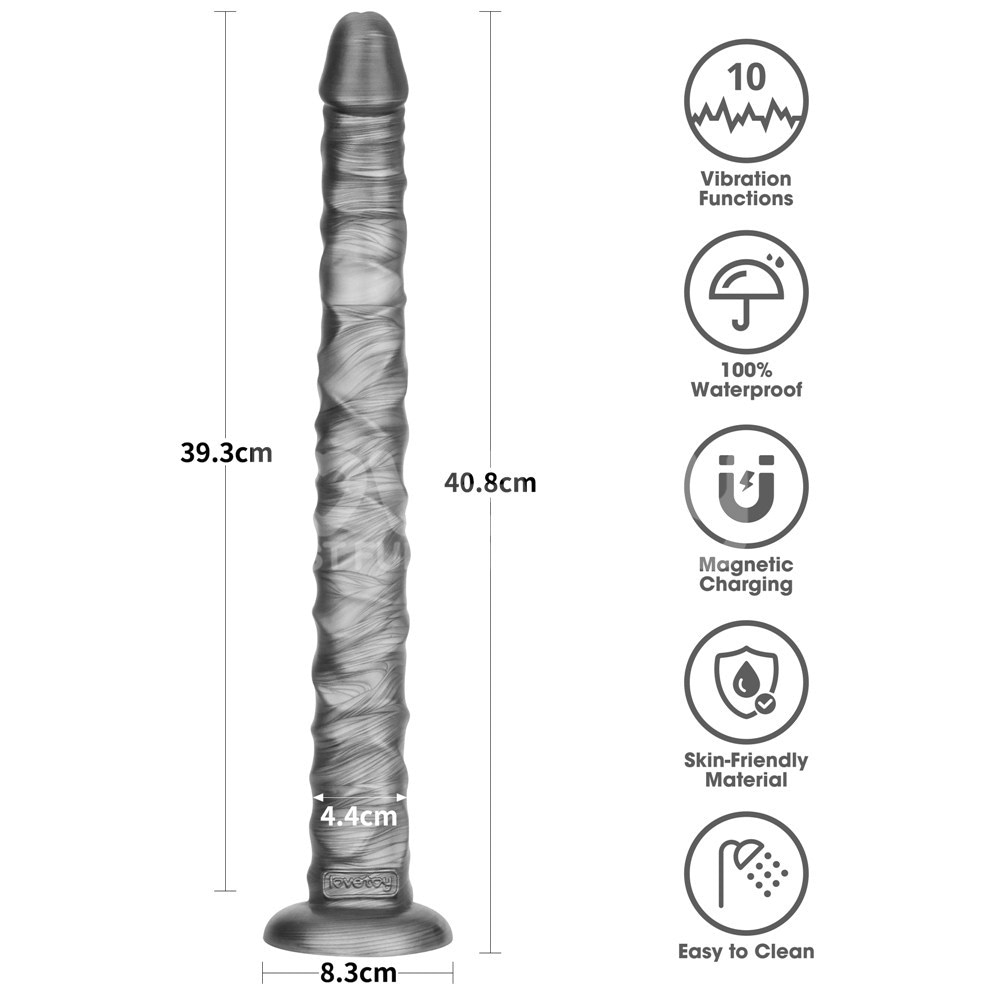 Vibrador flexível Grande 40,8x4,4 cm com Vibrax Slider - Imagem 10