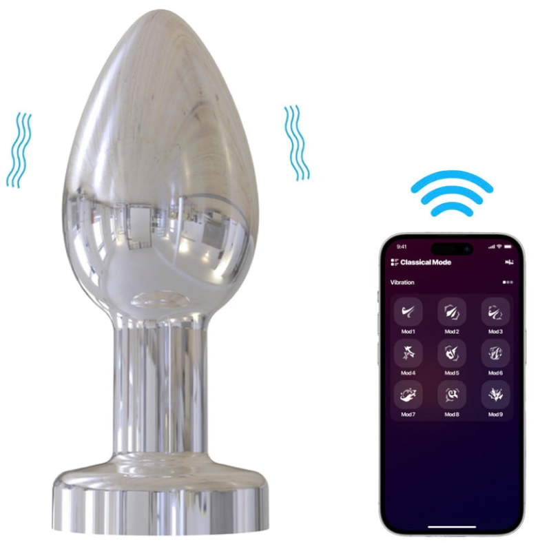 Plug Anal Cromado Vibração e Controle Aplicativo - YOUVIBE