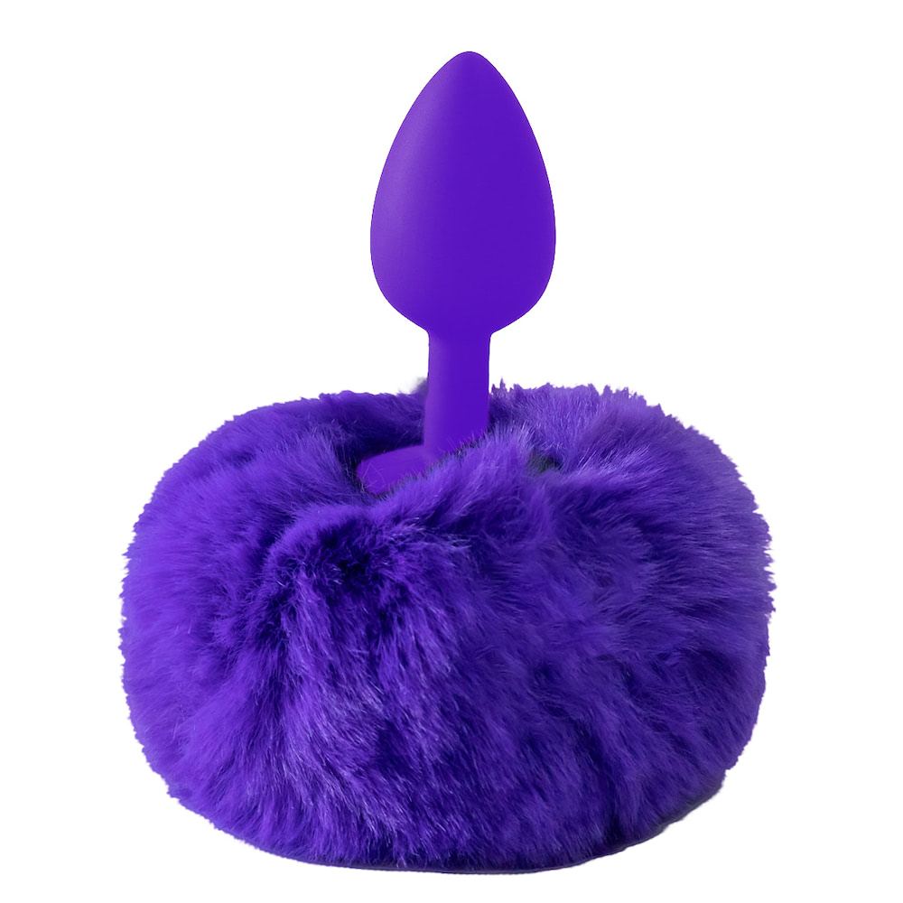 Plug Anal Cônico Silicone Roxo com Rabo Coelho - Tamanho P - Imagem 5