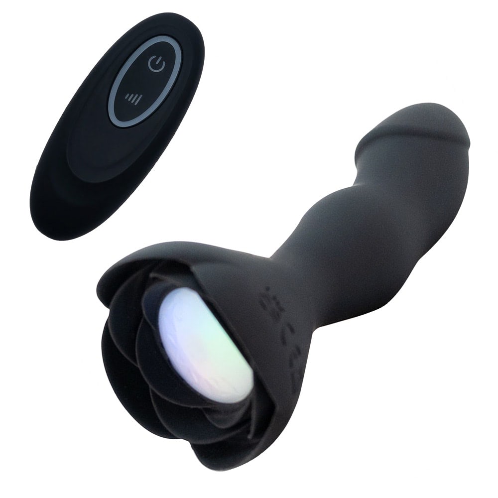 Plug Anal Formato Pênis com LED 10 Vibração, Controle Remoto