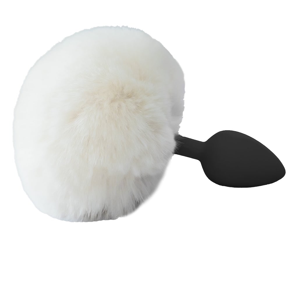 Plug Anal Cônico Em Silicone Branco com Rabo Coelho Pompom - Imagem 5