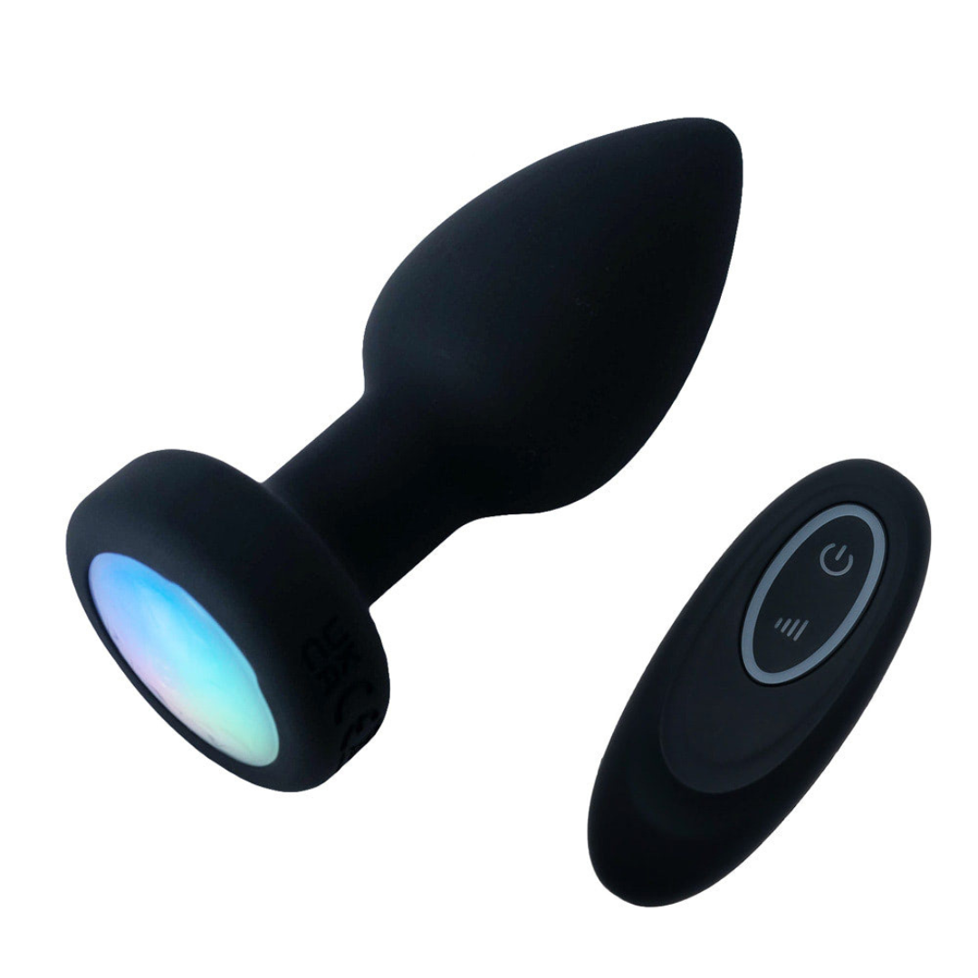 Plug Anal Silicone com LED 10 Vibração e Rotação + Controle