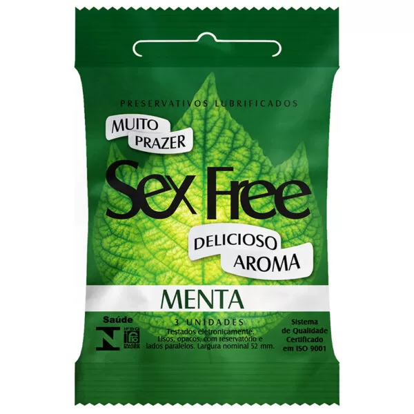 Preservativo Lubrificado Sex Free - Aroma Menta com 3 unidades