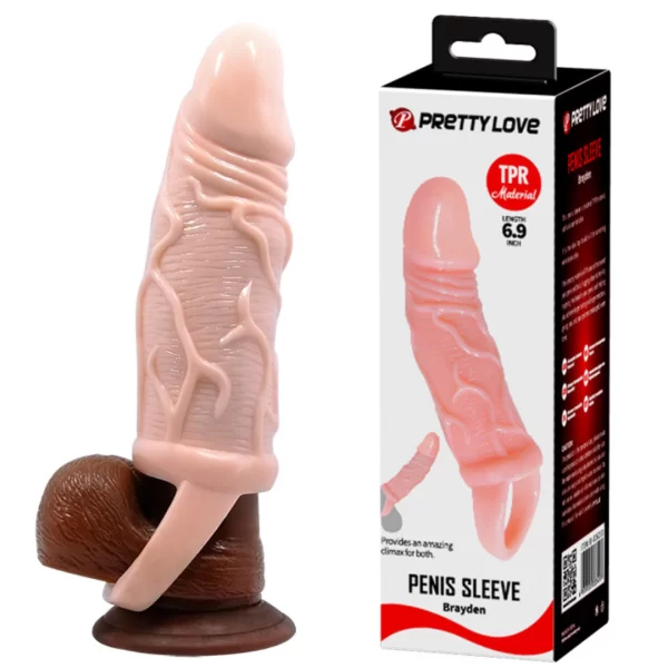 Capa peniana com anel escrotal, veias e glande saliente - Sleeve Brayden
