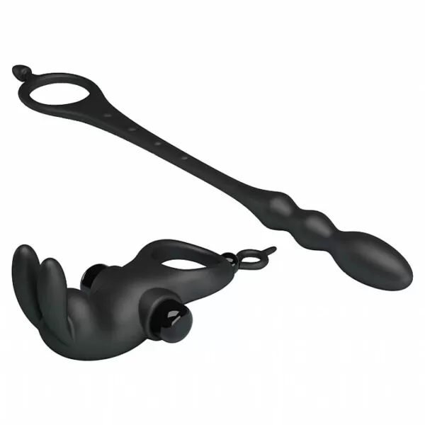 Anel peniano com plug anal Vibration Penis Sleeve V - Pretty Love