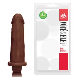 Pênis Realístico Grosso 8L com Vibrador Marrom - Sexshop