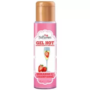 Gel Quente Aromatizante Hot Morango com Champanhe 35ml Hot Flowers - Sexshop