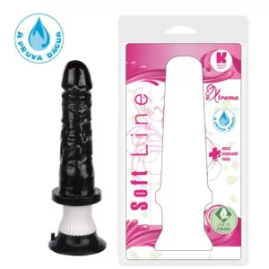 Pênis com Vibrador e Ventosa 17,5x3,8cm Preto - Sex shop