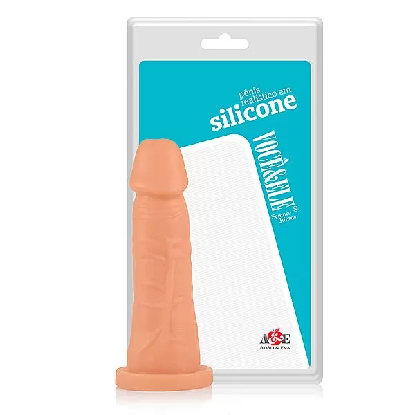 Pênis realístico em silicone na cor pele, 14,5x4cm - Sex shop