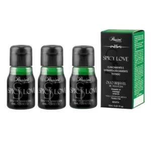 Kit 03 Gel Comestível Spicy Love 15ml Pessini Menta - Sexshop