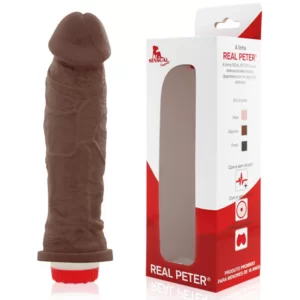 Pênis Real Peter Charmoso com Vibrador Marrom 20x4,5cm - Sexshop