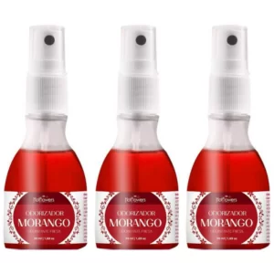 Kit 03 Perfume Odorizador Ambientador Morango 50ml Hot Flowers