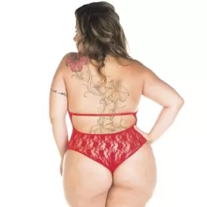 Lingerie Plus Size, Body Sensual Luxo Vermelho Plus Size Pimenta Sexy