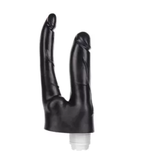 Pênis Duplo 17cm com Vibrador Preto - Sexyshop