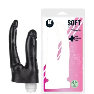 Pênis Duplo 17cm com Vibrador Preto - Sexyshop