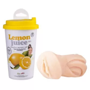 Masturbador vagina virgem com nódulos internos e embalagem copo de bebida - FANTASY CAFE LEMON JUICE - NANMA - Sexshop
