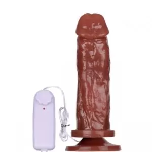 Sexshop - Pênis Realístico Grosso vibrador e ventosa Marrom