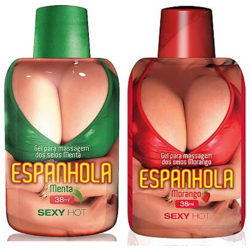 Kit 02 Gel para massagem dos seios ESPANHOLA - Menta e Morango - Sex shop