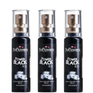 Kit 03 Aromatizante Bucal Power Black Ice Spray 18ml Hot Flowers - Sexshop
