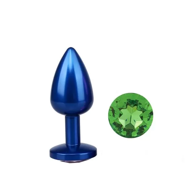 Plug Anal Azul Metalizado em Aço Inoxidável Com Joia Médio - Image 3
