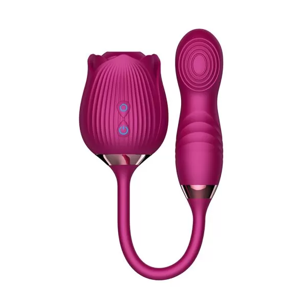 Vibrador Flor Rosa Ponta Dupla Função Sugador e Aquecimento - Image 4