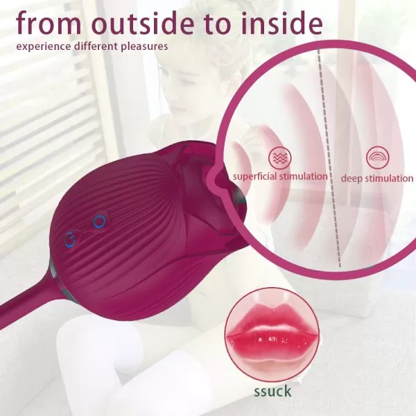 Vibrador Flor Rosa Ponta Dupla Função Sugador e Aquecimento - Image 9