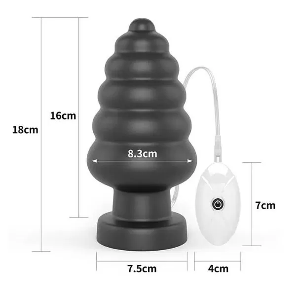 Plug Anal Grande e Grosso Macio Com Vibrador + Controle 18CM - Image 9