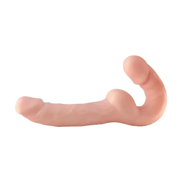 Dildo Prótese Dupla Penetração Strapless para Casais Bege - Image 3