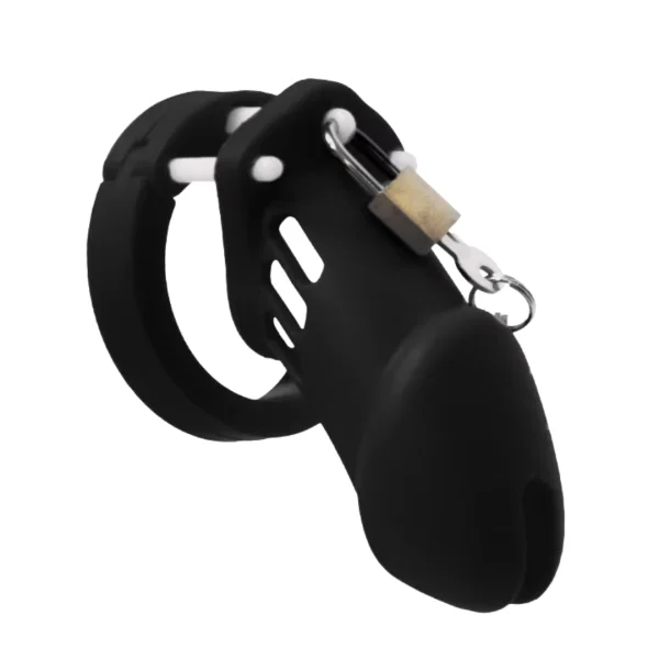 Cinto de Castidade em Silicone Preto Aveludado 05 Aneis BDSM - Image 8