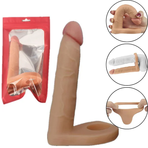 Anel Companheiro de Dupla Penetração Penis Realista 14x2,9CM
